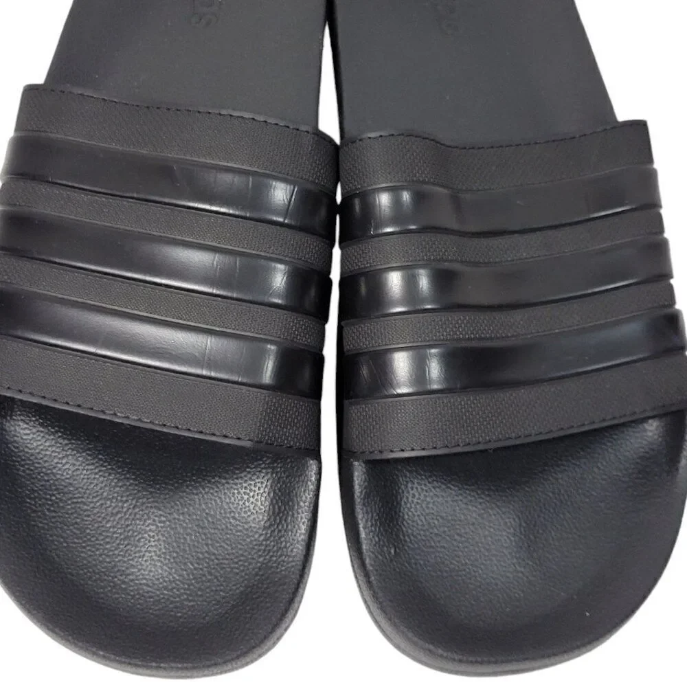 Adidas Adilette Slides Mens Size 18 Black 3 Stripe Shoes Sandals Beach Water NEW